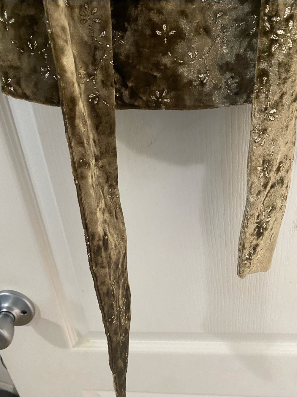 Zara Metallic Thread Crushed Velvet Tie-Waist Old Money Blazer Jacket Gold L - Picture 10 of 16